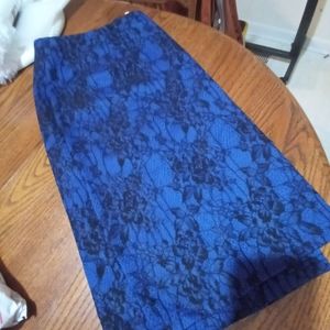 NWT Midnight Velvet Blue Pencil Skirt W/ Black Lace Overlay size 20